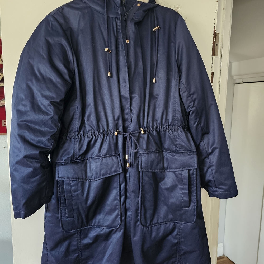 Torrid Navy & Cream Hooded Coat